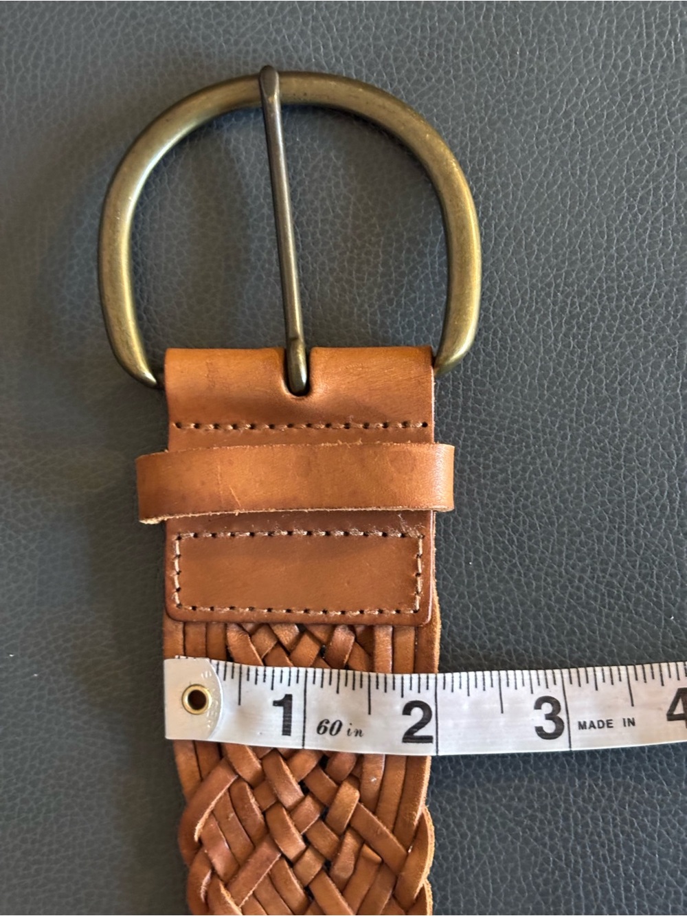 Banana Republic Woven Braided Leather Belt Tan Brass-tone Buckle - Picture 8 of 9